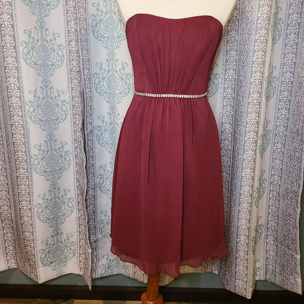 David's Bridal Strapless Bridesmaid Dress